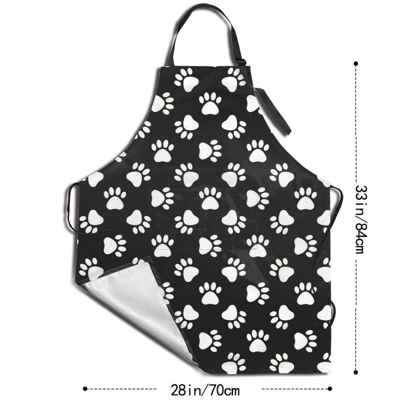 Abucaky Dog Animal Paws Print Waterproof Apron for Adults Chef Bib With Roomy Pocket for Kitchen BBQ Crafting Drawing - Image 4